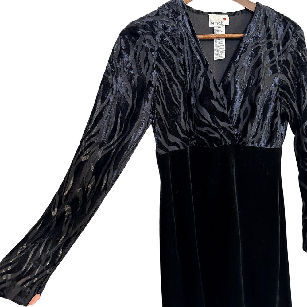 VTG SCARLETT Velvet Burnout Dress Size 7/8 Classic Whimsygoth Witchy Feminine